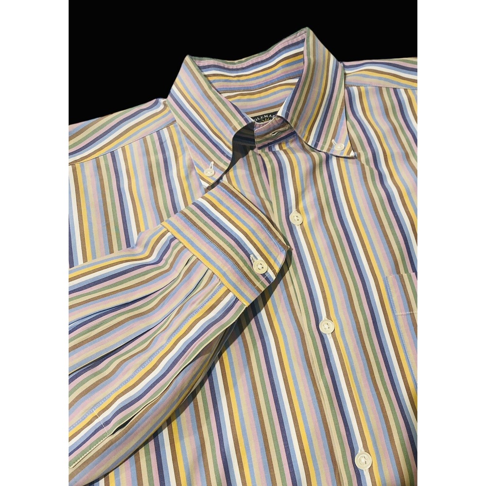 Solemare Maus &‎ Hoffmann Mens Shirt L/S Cotton Pastel Stripe Italy M